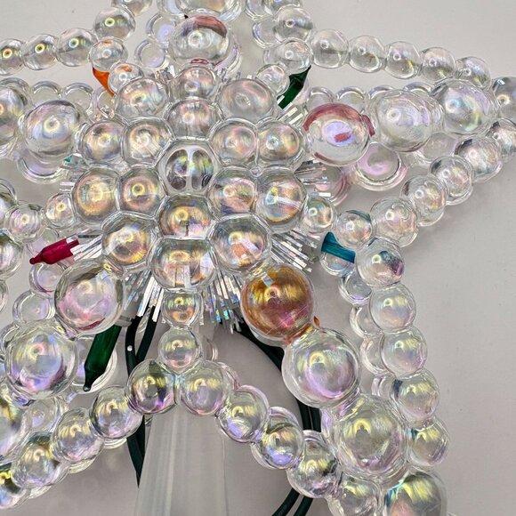 Light Up Star Christmas Tree Topper Bubble Style Iridescent Holiday Decor - Picture 3 of 8